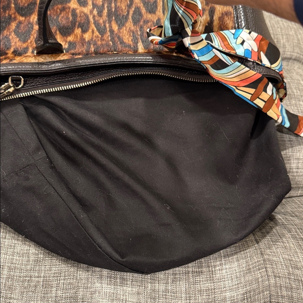 Roberto Cavalli Class Tote Satchel Brown Leopard Calf Hair Leather Bag - Picture 11 of 17